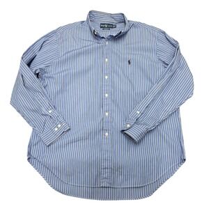 Ralph‎ Lauren Classic Fit Blue Stripe Button Down Shirt Men Long Sleeve XL